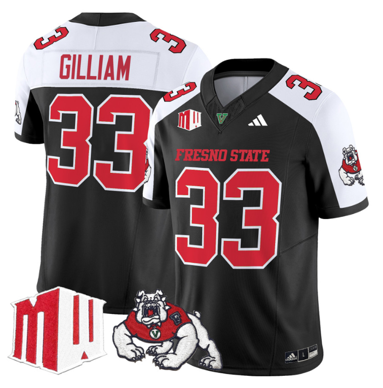 Elijah Gilliam Jersey #33 Fresno State Bulldogs 2024 Stitched Black Alternate