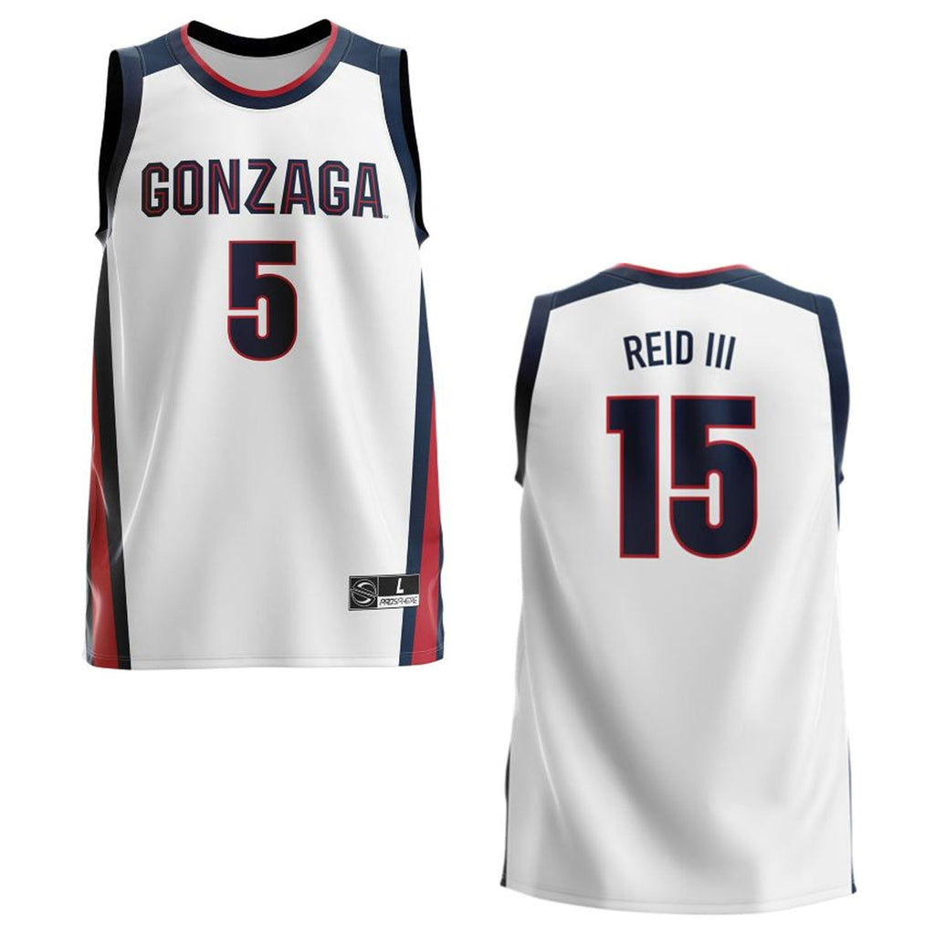 Efton Reid III Jersey Gonzaga Bulldogs College Basketball White #151