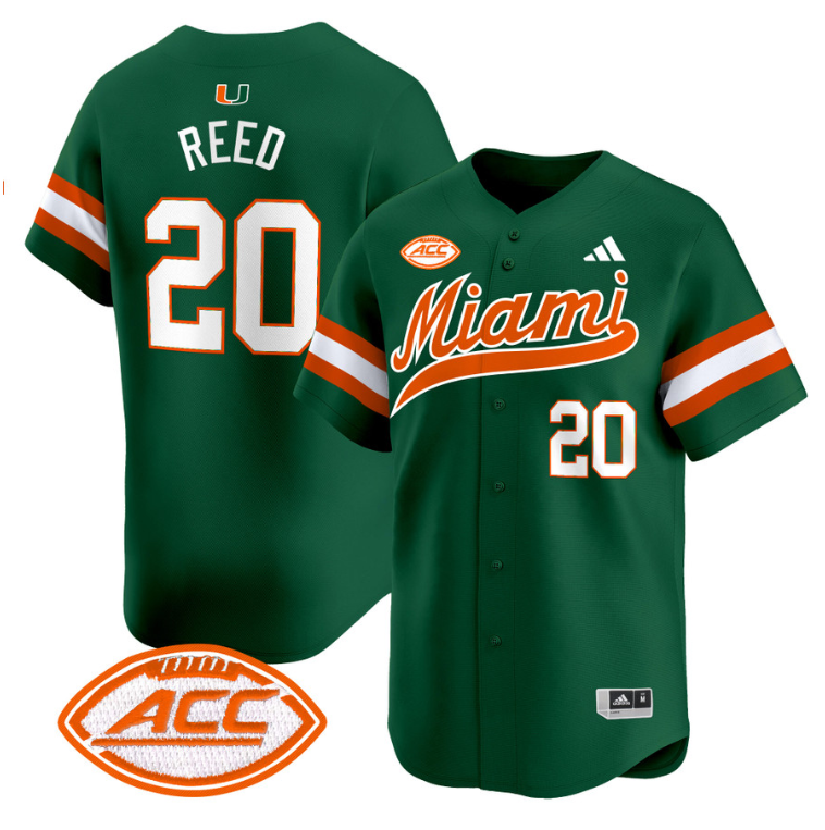 Ed Reed Jersey #20 Miami Hurricanes 2024 Baseball Stitched Green