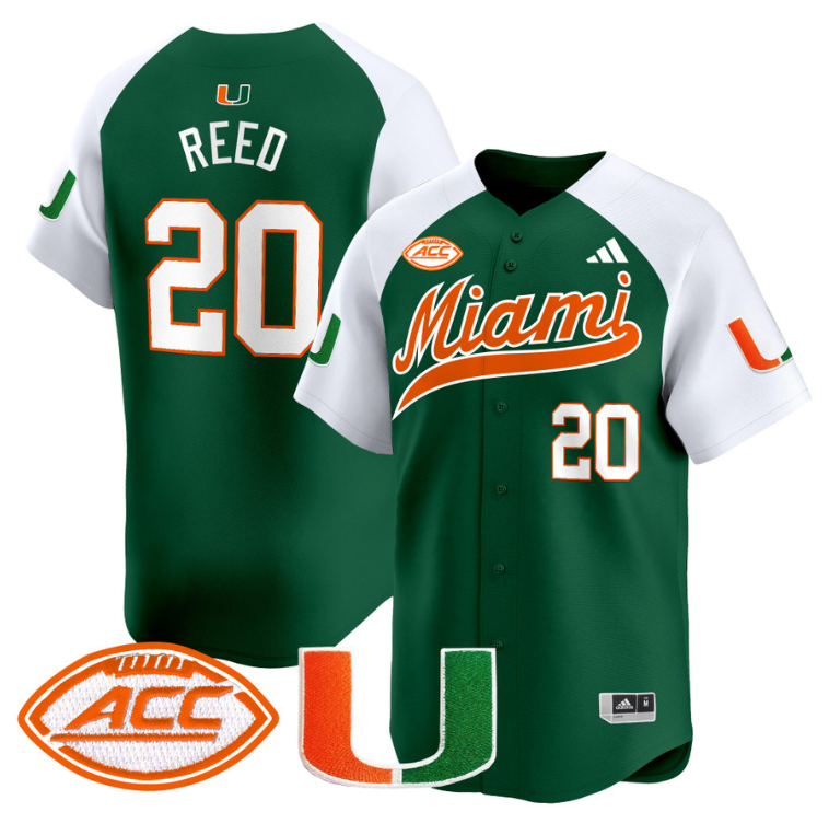 Ed Reed Jersey #20 Miami Hurricanes 2024 Baseball Stitched Green Alternate