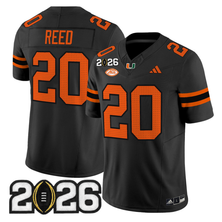 Ed Reed Jersey #20 Miami Hurricanes 2026 CFP Final Patch Stitched Black