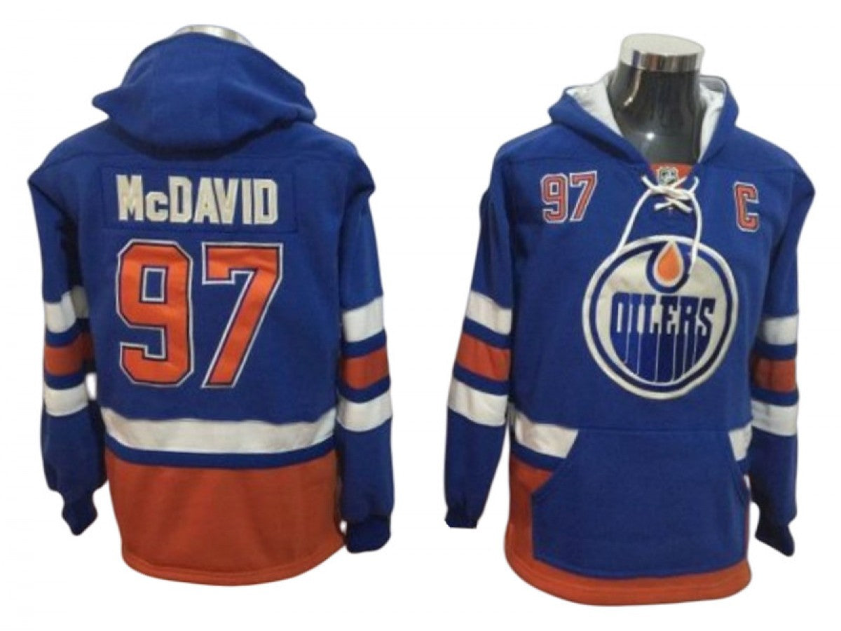 Edmonton Oilers #97 Connor McDavid One Front Pocket Pullover Hoodie Blue