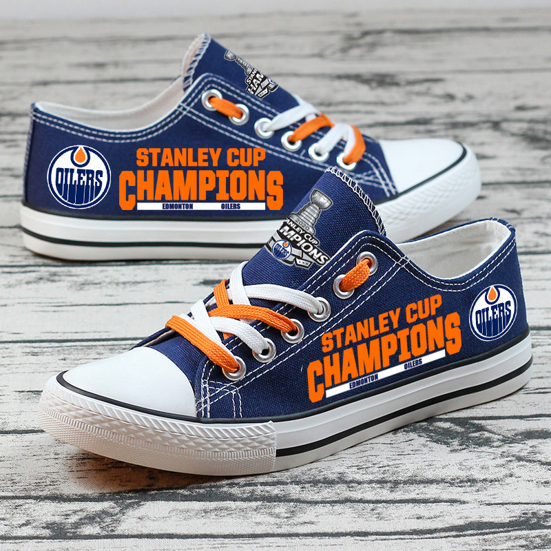 Edmonton Oilers Low Top Canvas Sport Sneakers Shoes For Men Women Fans
