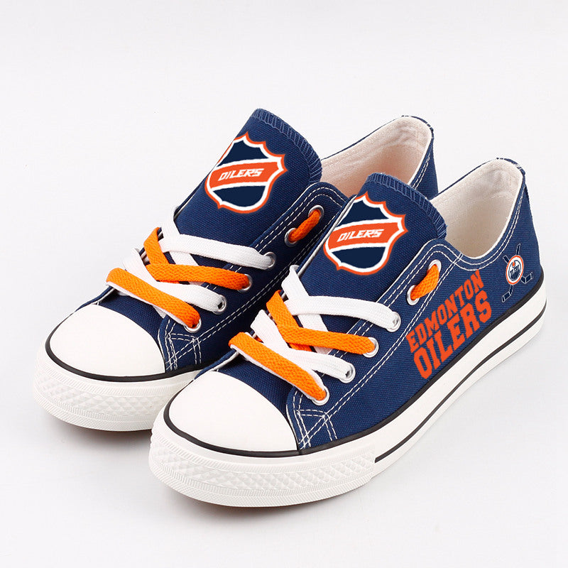 Edmonton Oilers Top Canvas Sport Sneakers Shoes For Men Women Fans