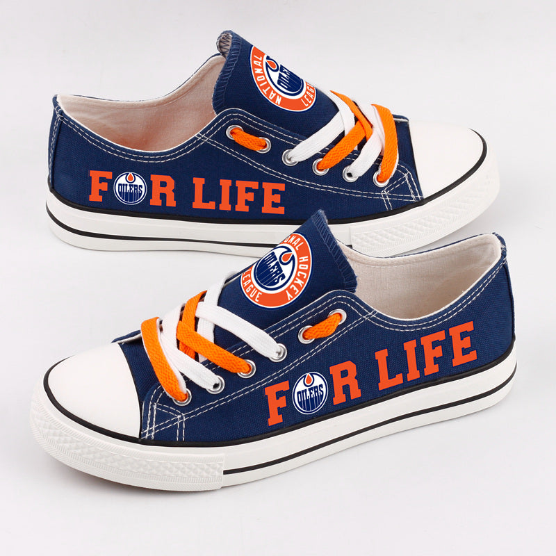 Edmonton Oilers Top Canvas Sport Sneakers Shoes For Men Women Fans