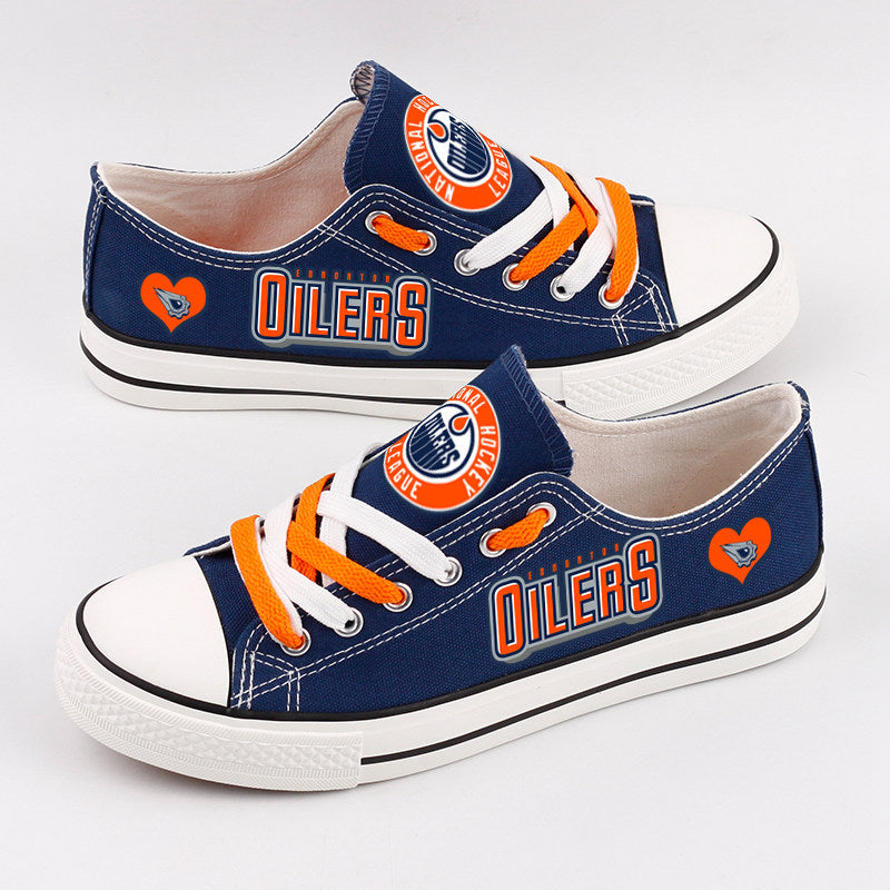 Edmonton Oilers Top Canvas Sport Sneakers Shoes For Men Women Fans