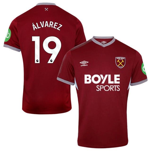 Edson Alvarez #19 West Ham United 2025-26 Home Match Jersey – Burgundy