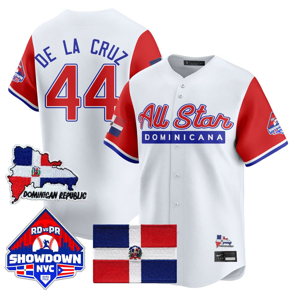 Elly De La Cruz Jersey #44 Dominican Republic Baseball All-Star 2025 Red Sleeves