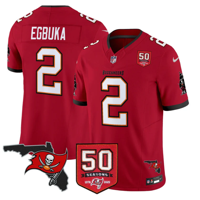 Emeka Egbuka Jersey #2 50 Seasons 1976-2025 Vapor Limited Stitched Red