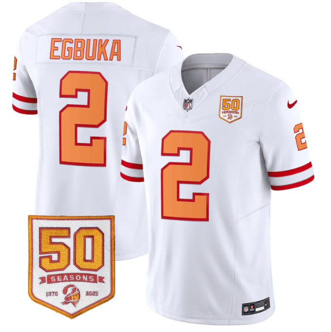Emeka Egbuka Jersey #2 50 Seasons 1976-2025 Vapor Limited Stitched White Limited
