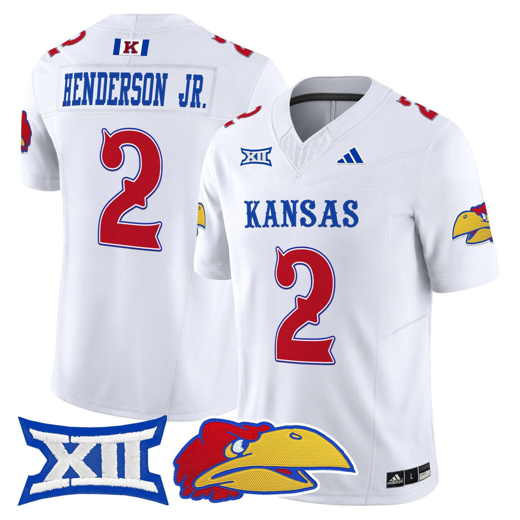 Emmanuel Henderson Jr Jersey #2 Kansas Jayhawks 2025 Limited Stitched White