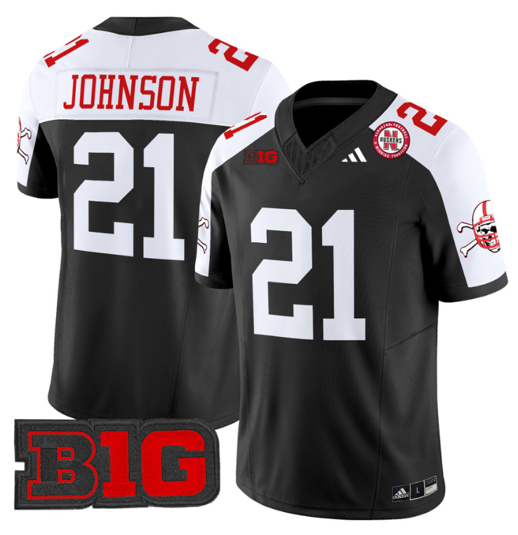 Emmett Johnson Jersey #21 Nebraska Cornhuskers 2024 Vapor V2 Football Black Alternate