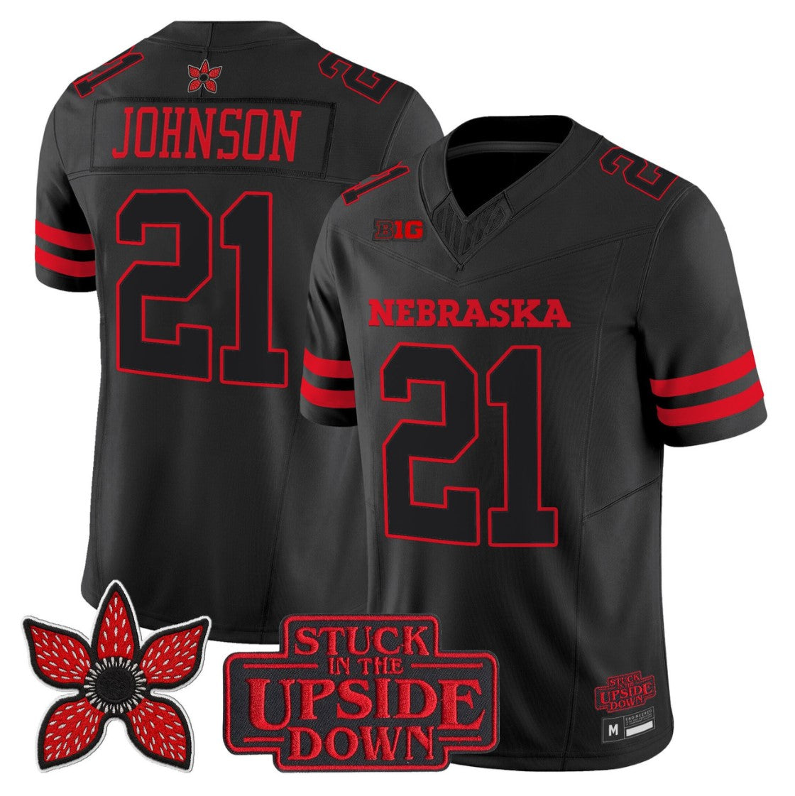 Emmett Johnson Jersey #21 Nebraska Cornhuskers Stranger Things Edition Stitched