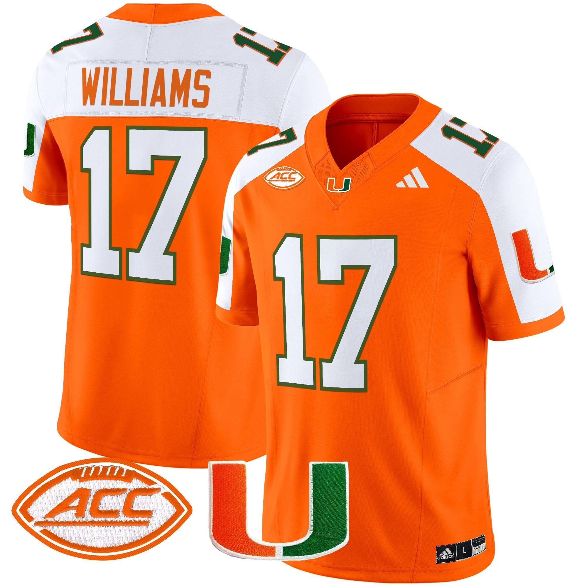 Emory Williams Jersey #17 Miami Hurricanes 2025 Limited Stitched Orange Alternate
