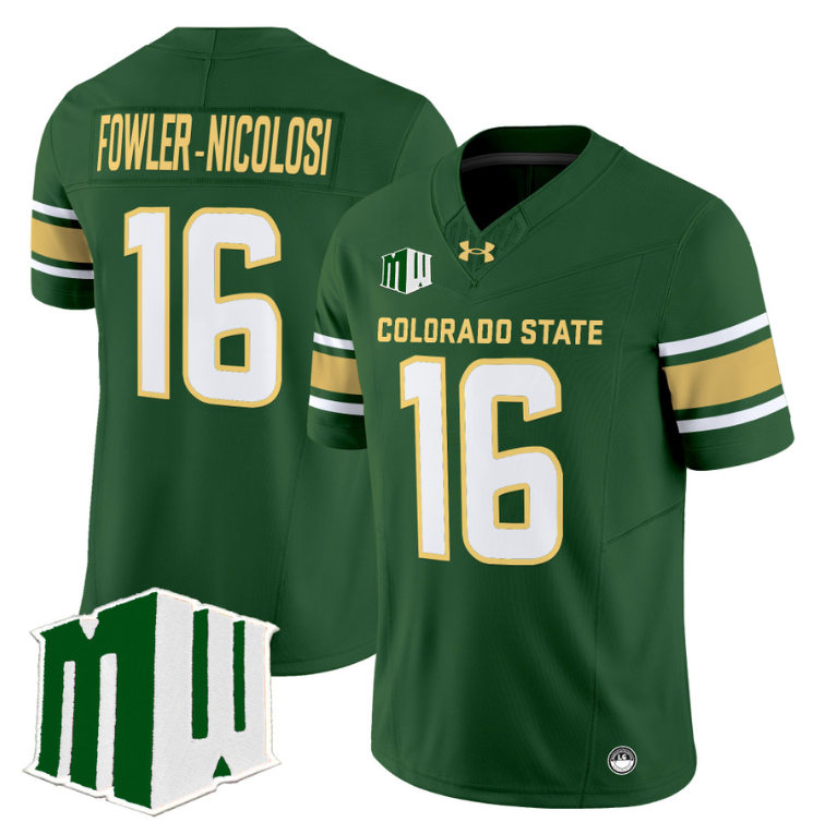 Fowler-Nicolosi Jersey #16 Colorado State Rams 2024 Stitched Green