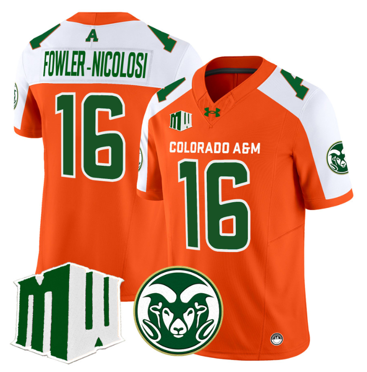 Fowler-Nicolosi Jersey #16 Colorado State Rams 2024 Stitched Orange Alternate