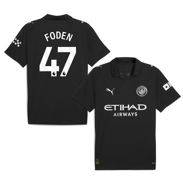 FODEN #47 Manchester City 2025-26 Away Jersey – Black