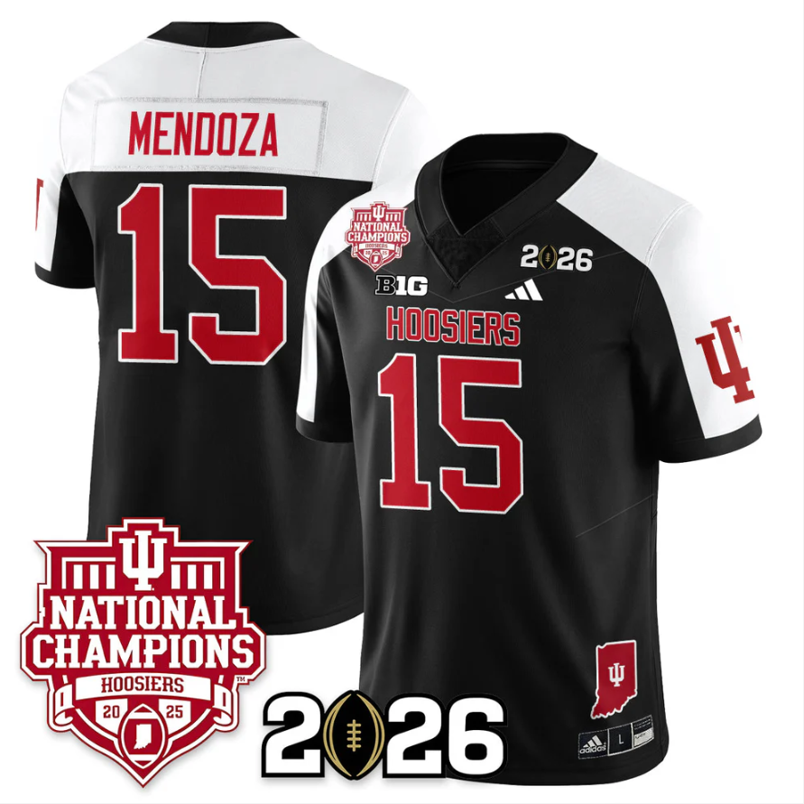 Fernando Mendoza Jersey #15 Indiana Hoosiers 2025 National Champions Black Alternate
