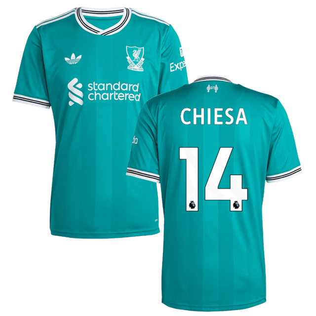 Federico Chiesa 14 Liverpool 2025-26 Third Match Jersey – Aqua