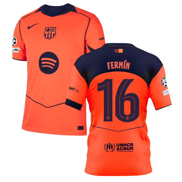 Fermín López 16 Barcelona 2025-26 Third Match Jersey – Orange