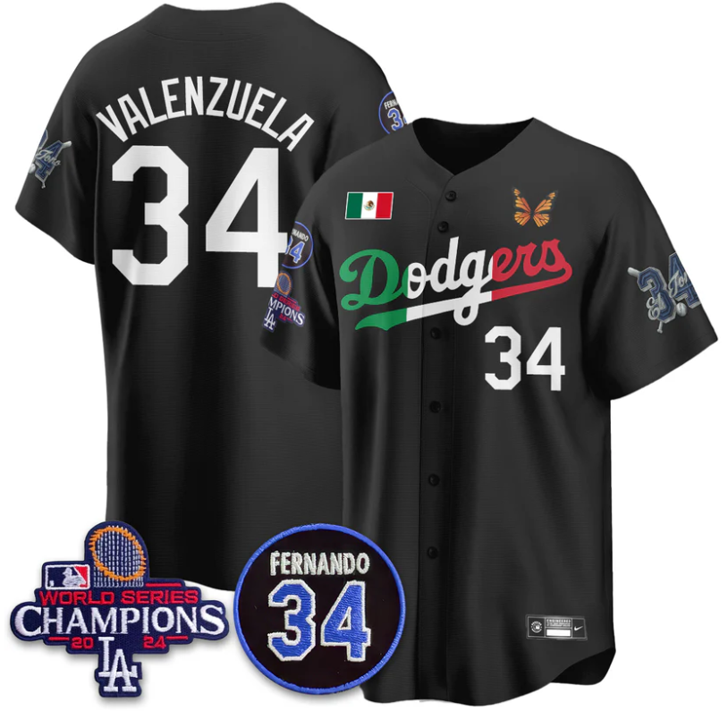 Fernando Valenzuela Jersey #34 Los Angeles Dodgers Mexican For 34 Stitched Black