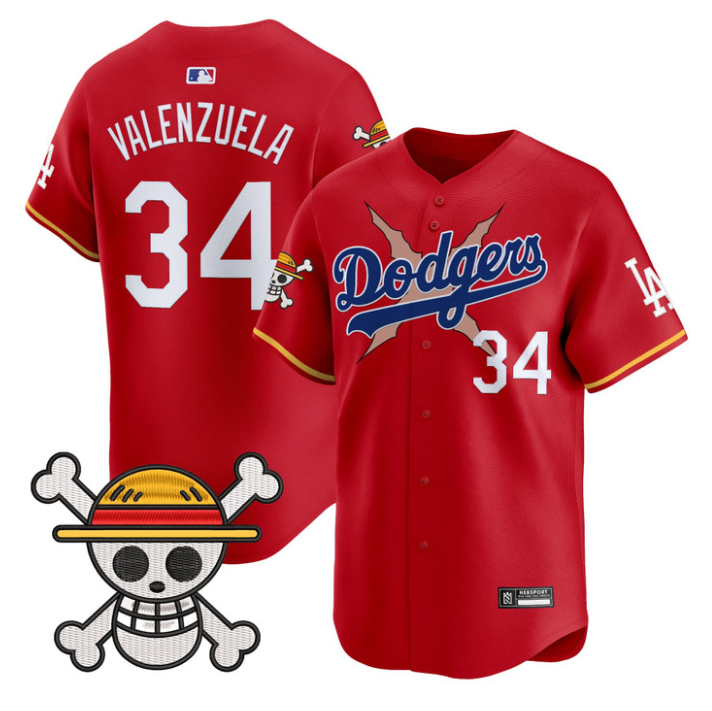 Fernando Valenzuela Jersey #34 Los Angeles Dodgers One Piece 2025 Stitched Red