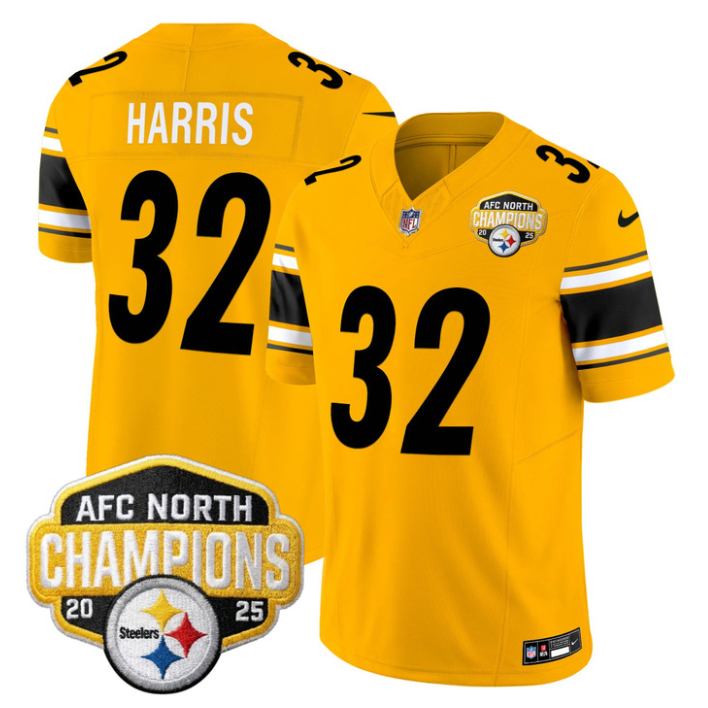Franco Harris Jersey #32 AFC North Division Champions 2025 Stitched Gold