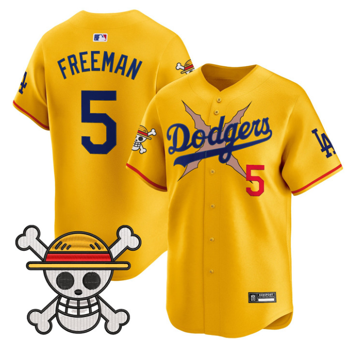 Freddie Freeman Jersey #5 Los Angeles Dodgers One Piece 2025 Stitched Gold