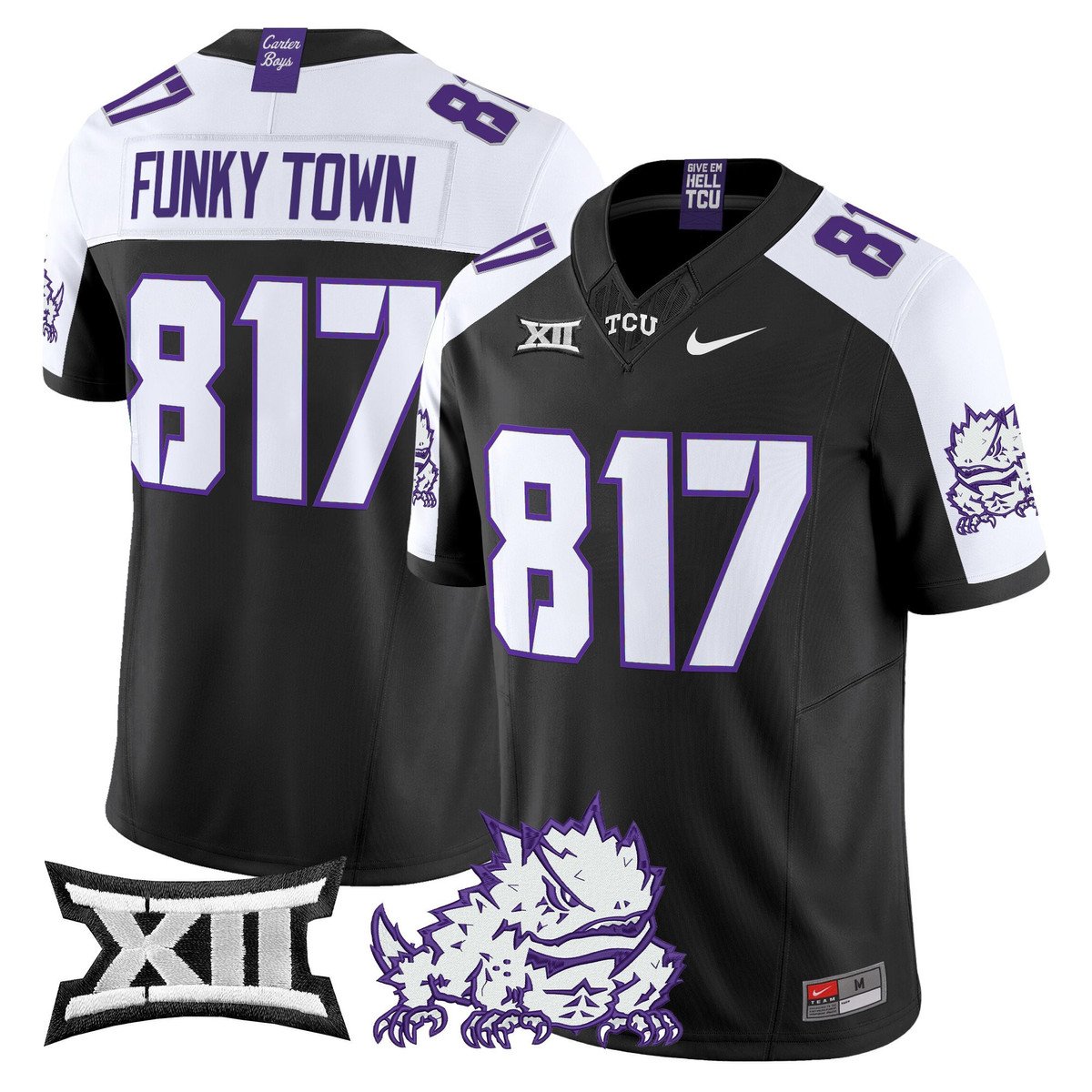 Funky Town Jersey #817 TCU Horned Frogs 2025 Vapor Limited Stitched Black