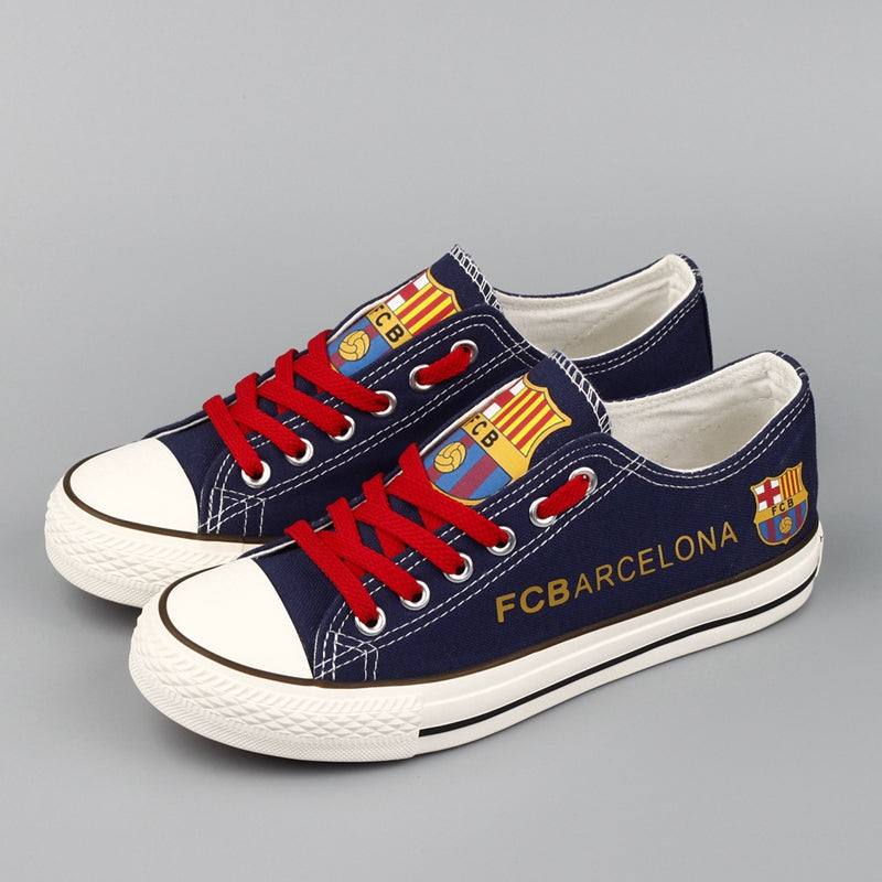 Futbol Club Barcelona Low Top Canvas Sport Sneakers Shoes For Men Women Fans
