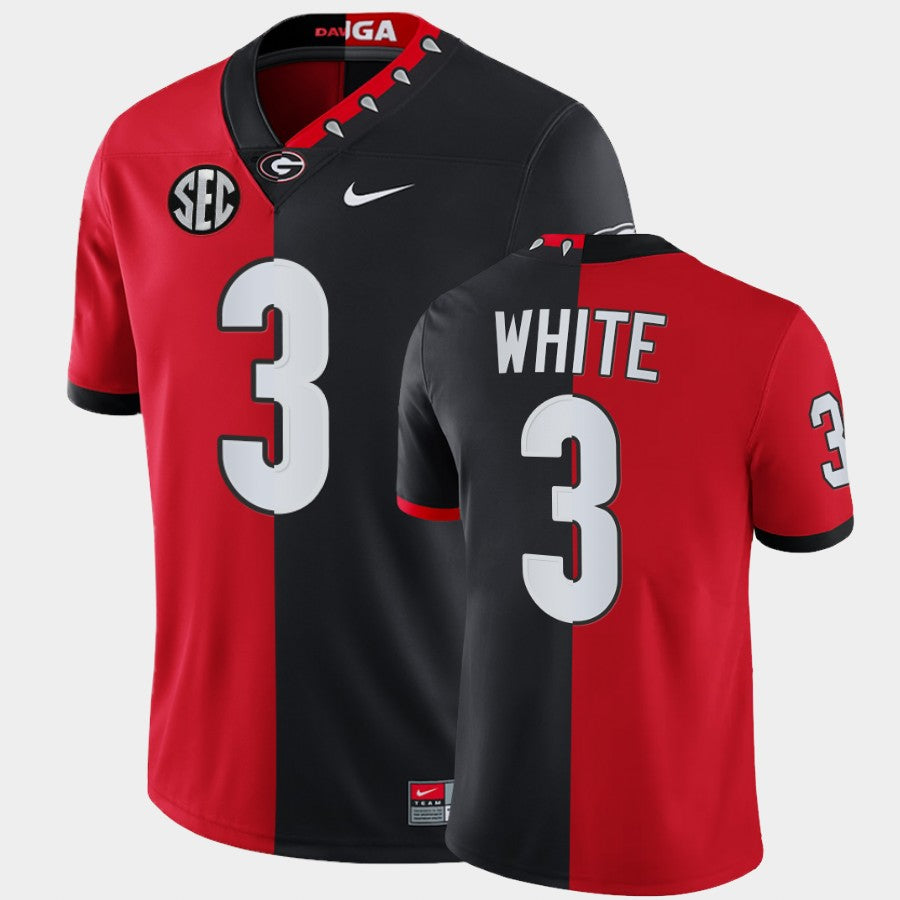 Georgia Bulldogs #3 Zamir White Red Black Split Edition Mascot 100th Anniversary Jersey