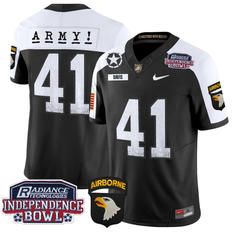 Glenn Davis Jersey #41 Army Black Knights Independence Bowl Patch Black Alternate