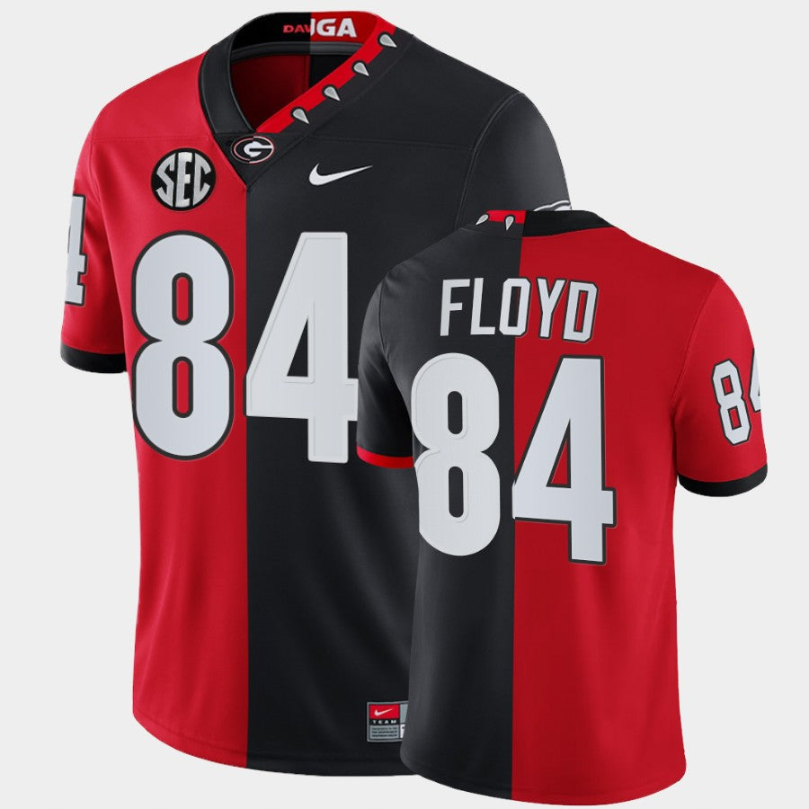 Georgia Bulldogs #84 Leonard Floyd Red Black Split Edition 100th Season Alumni Jersey
