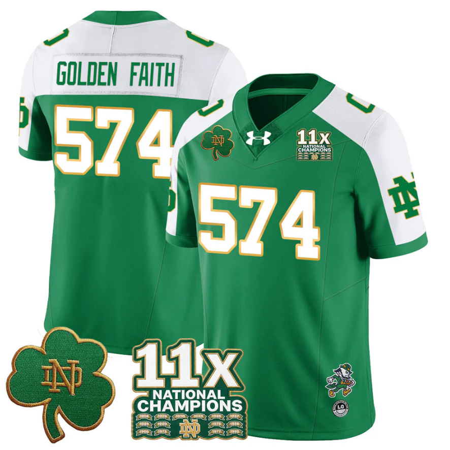 Golden Faith Jersey #574 Notre Dame 11x-Time National Champions Stitched