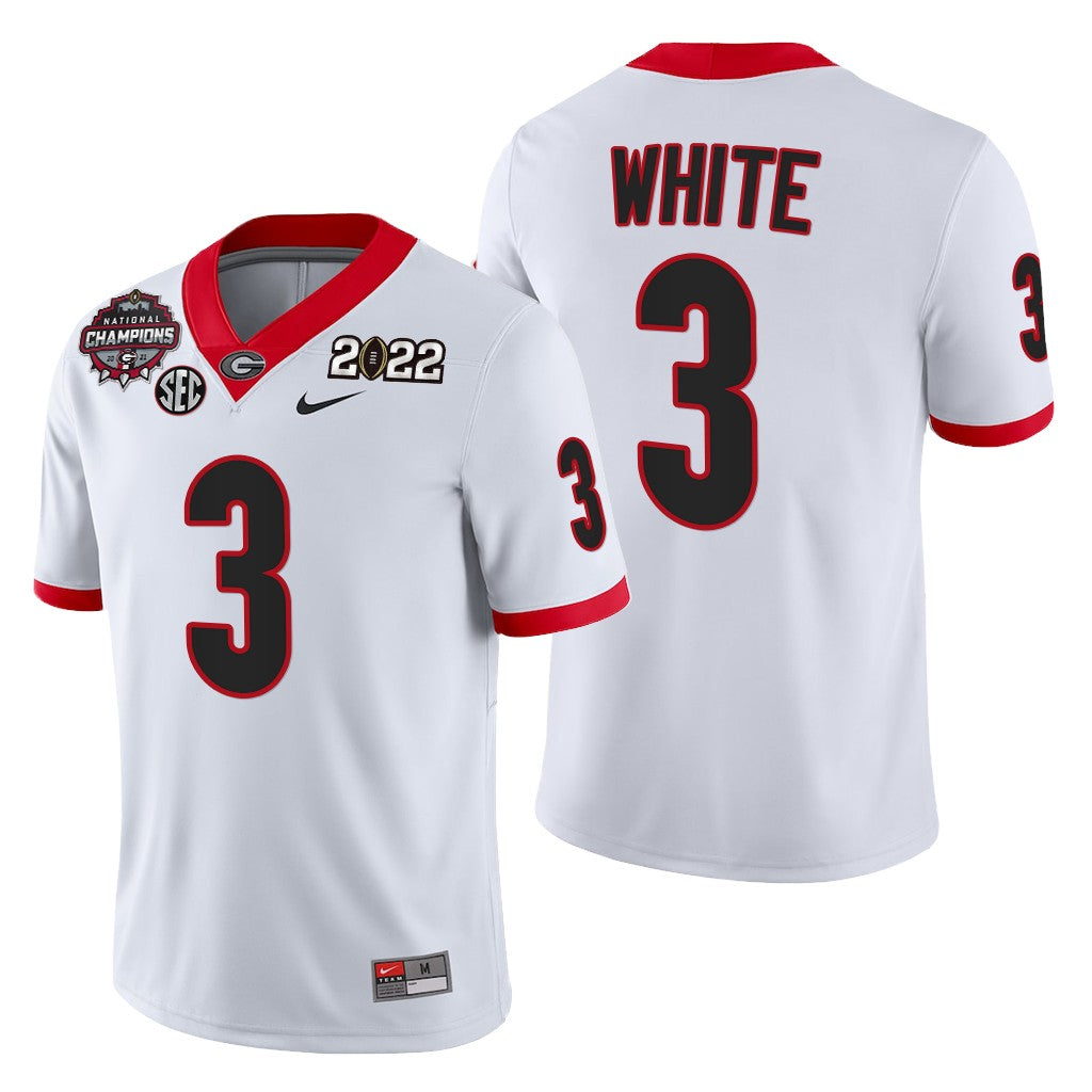 Georgia Bulldogs #3 Zamir White 2021-22 CFP National Champions White Jersey