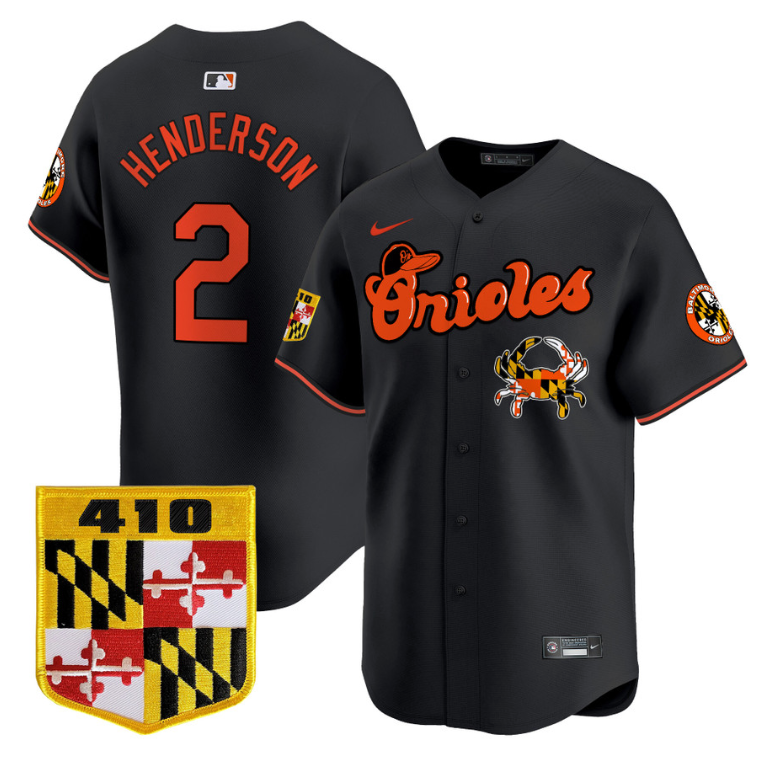 Gunnar Henderson Jersey #2 Baltimore Orioles 410 & Chesapeake Crab Patch Limited Stitched Black