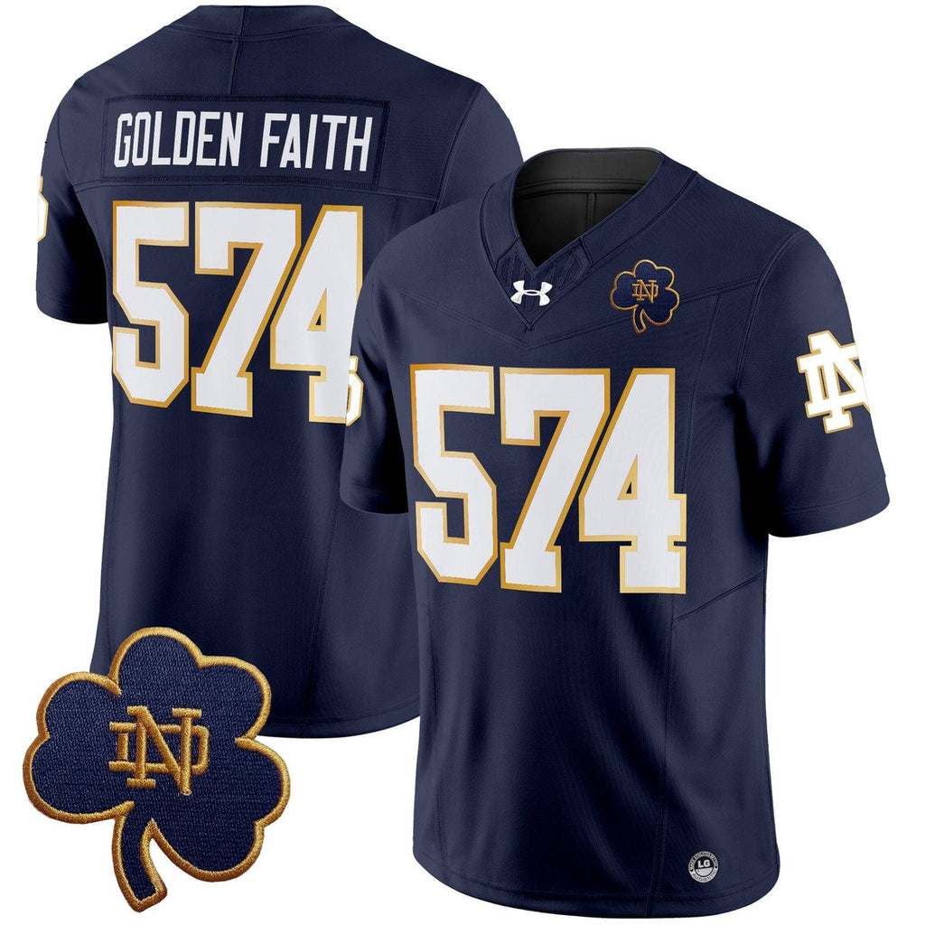 Golden Faith Jersey #574 Notre Dame 2025 Vapor Limited V3 Stitched Navy