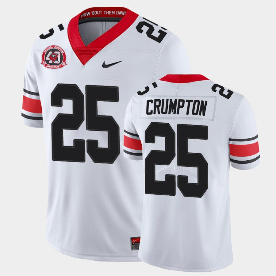 Georgia Bulldogs #25 Ahkil Crumpton White College Football 40th Anniversary Alternate Jersey