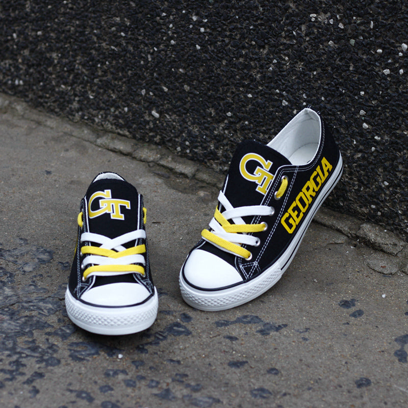 Georgia Tech Yellow Jackets Limited Print NCAA College Students Low Top Canvas Shoes Sport Sneakers