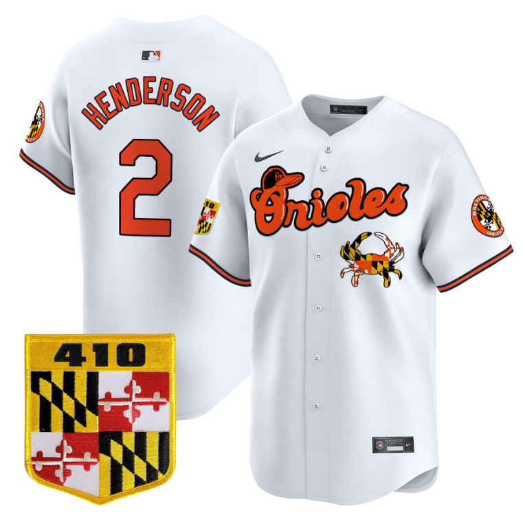 Gunnar Henderson Jersey #2 Baltimore Orioles 410 & Chesapeake Crab Patch Limited Stitched White