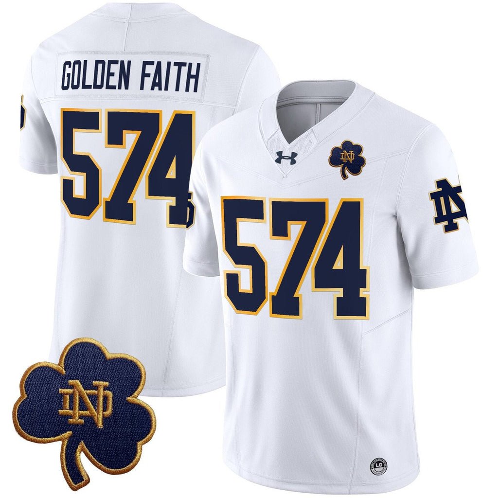 Golden Faith Jersey #574 Notre Dame 2025 Vapor Limited V3 Stitched White