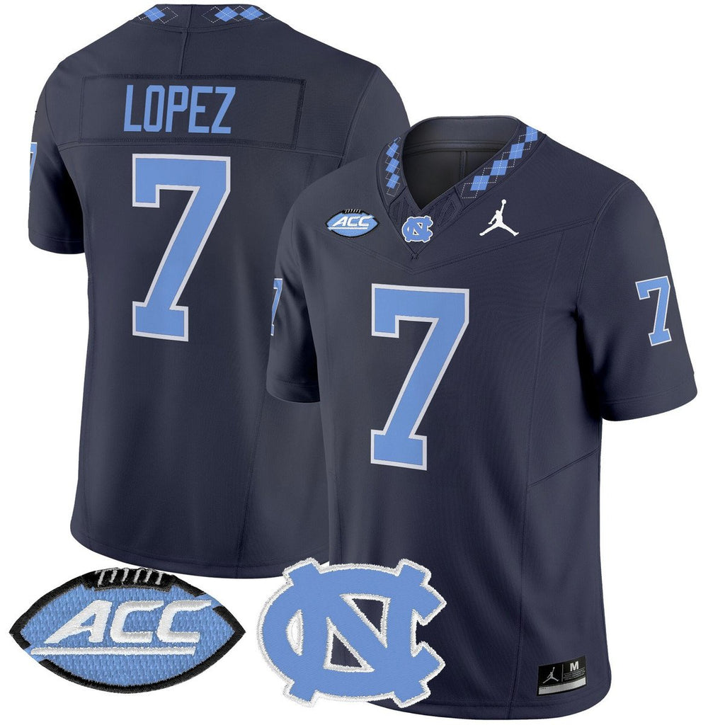 Gio Lopez Jersey #7 North Carolina Tar Heels 2025 Limited Stitched Navy