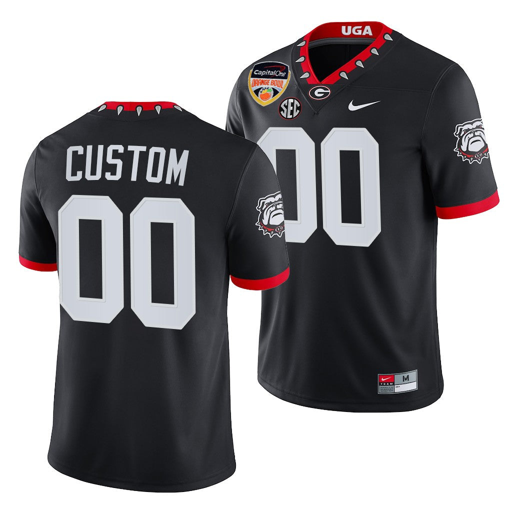 Georgia Bulldogs Custom 2021 Orange Bowl Black College Football Playoff Jersey
