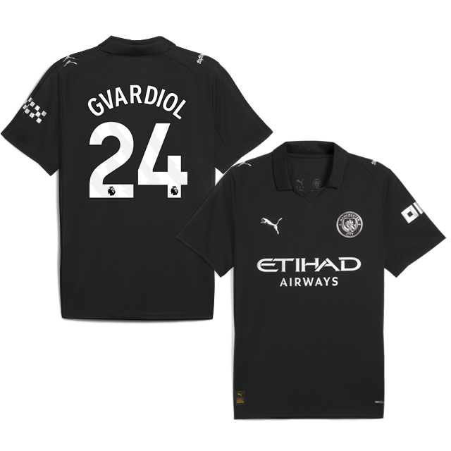 GVARDIOL #24 Manchester City 2025-26 Away Jersey – Black