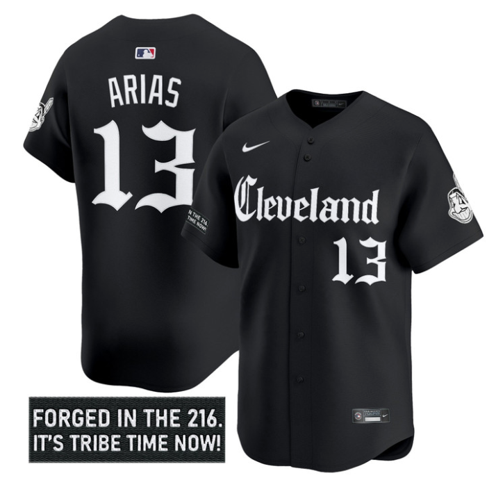 Gabriel Arias Jersey #13 Cleveland Indians Gothic Iron Edition Stitched Black