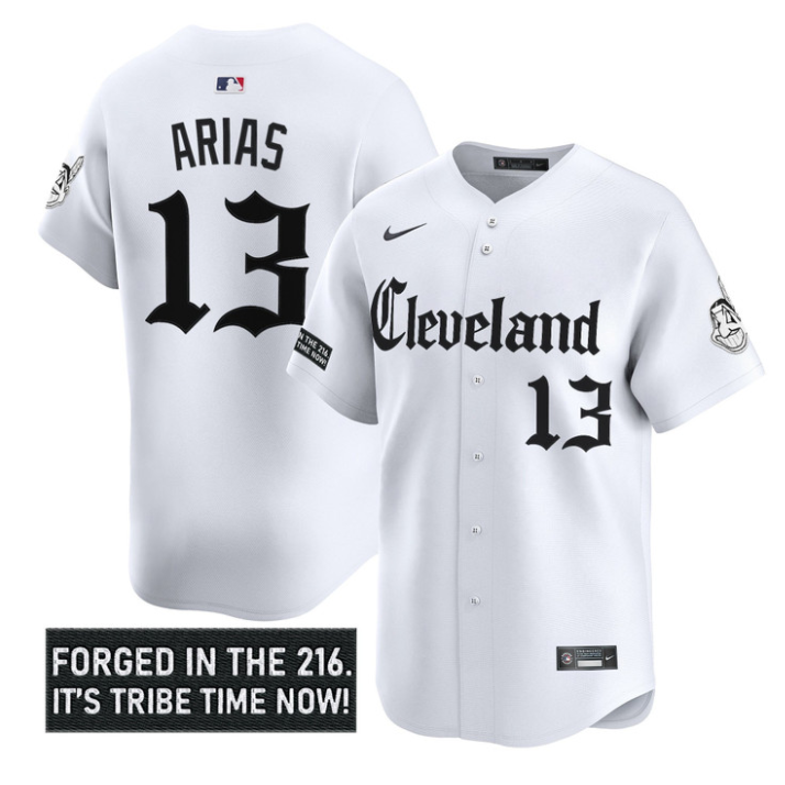 Gabriel Arias Jersey #13 Cleveland Indians Gothic Iron Edition Stitched White