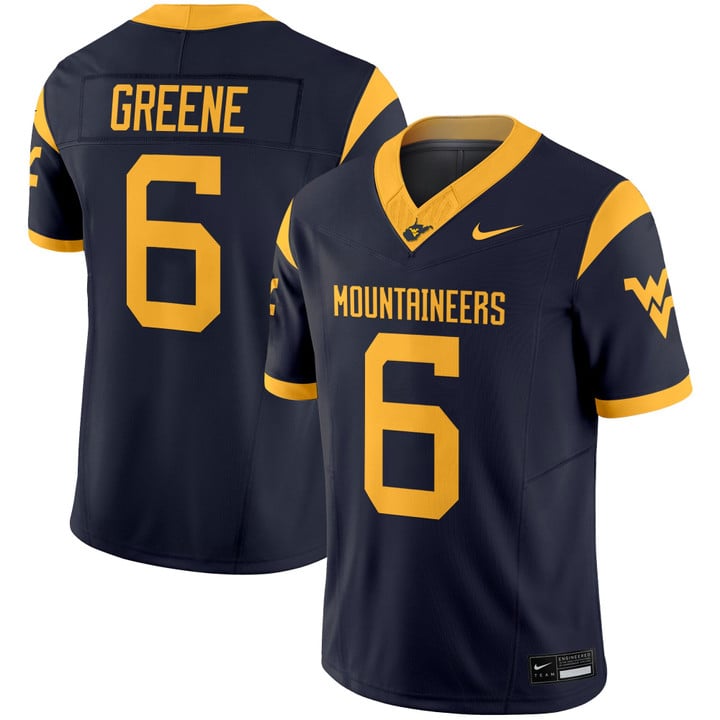 Garrett Greene Jersey #6 West Virginia Mountaineers 2025 Vapor Stitched Navy