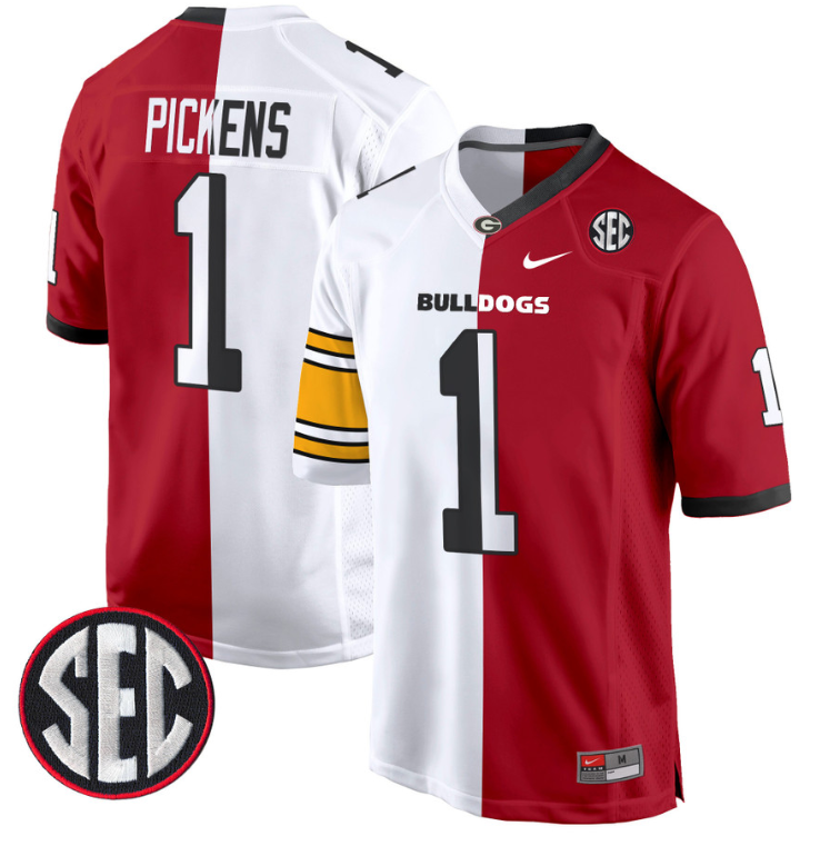 George Pickens Jersey #1 Georgia Bulldogs Split Football Game All Stitched