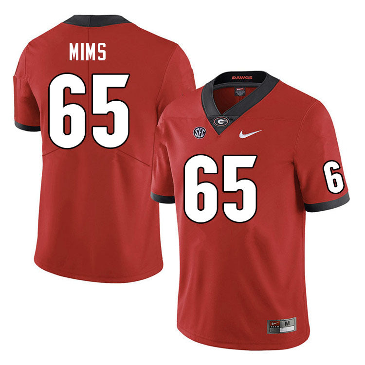 Georgia Bulldogs Amarius Mims Jersey #65 College Football Game Red