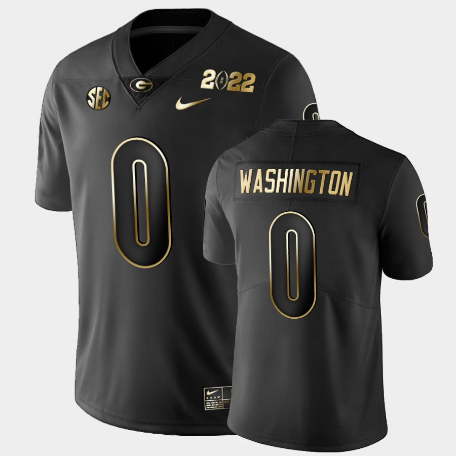 Georgia Bulldogs #0 Darnell Washington Black 2021 National Champions Golden Jersey